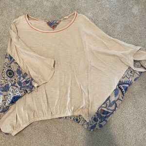 Mystree Beige and Blue Floral Blouse